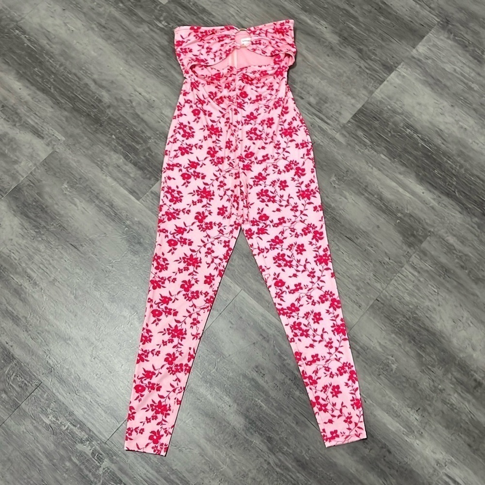Revolve Lovers + Friends Jasmine Floral Strapless Jumpsuit Size Small - Picture 2 of 9